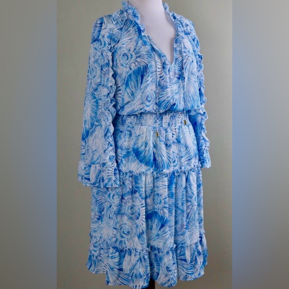 Chico’s size 3 (16) flouncy, smocked waist, ruffled dress.